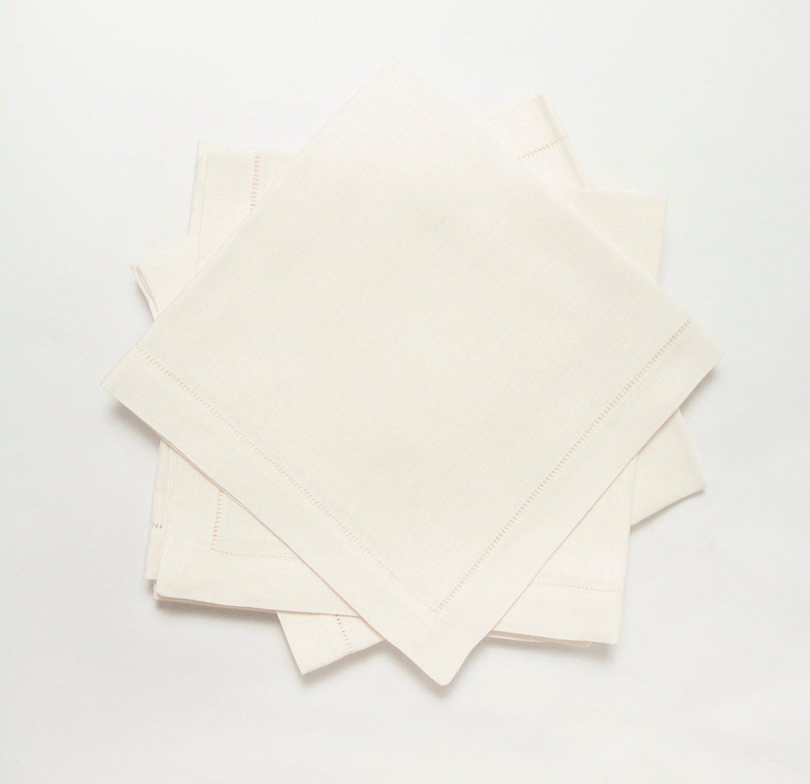 Set of 100 hemstitch linen napkins ivory color 50x50 cm Etsy