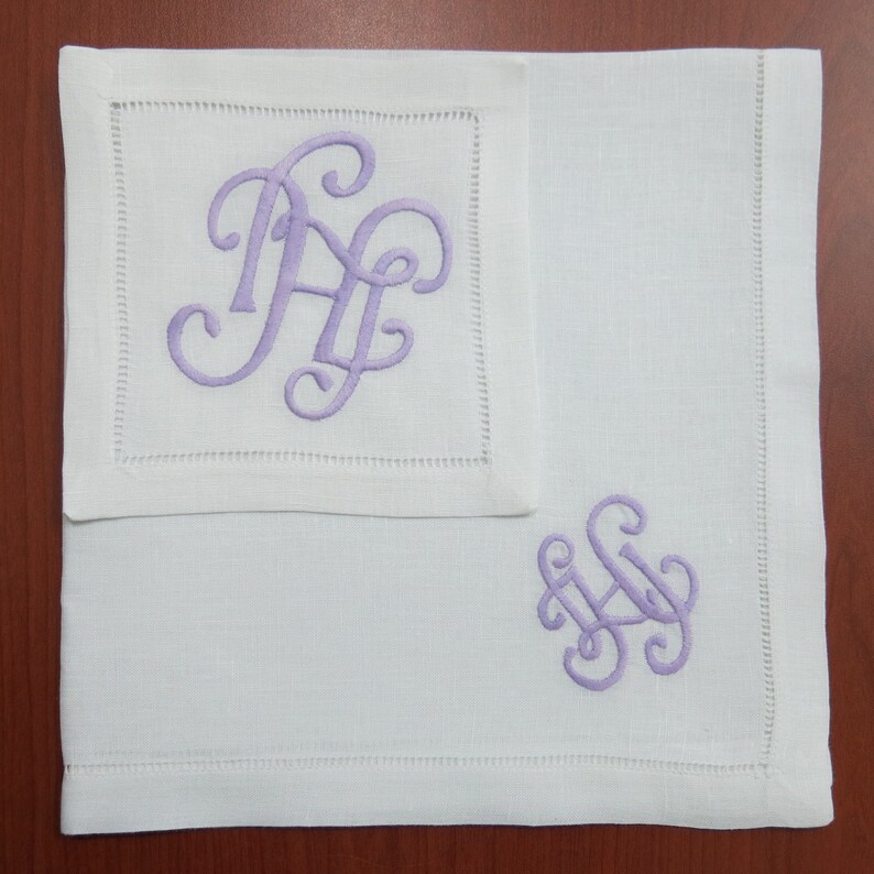 Mintcraft Hemstitch Linen Cocktail Napkins - Thumbnail 3