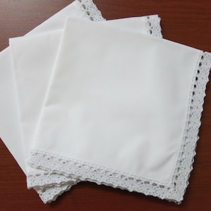 Minhcraft White Cotton 11x11 Ladys handkerchiefs with Scalloped Edge Size 11.0 White