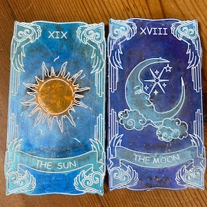 Cartão de tarô orgone grande sol lua turmalina preta dispositivo orgone cristais proteção EMF placa de carregamento arcana principal