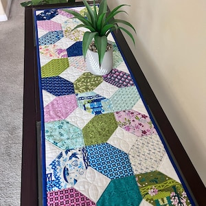 Quilted Table Runner, Handmade Table Topper, Quilted Home Decor, 14&quot; x 45&quot;, Spring Table Decor, Summer Table Runner, Gift for Her
