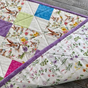Quilted Springtime Patchwork Table Runner, Floral Table Topper, 15" x 45" image 5