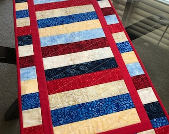 Patriotic Table Runner, Quilted Table Runner, 4th of July Runner