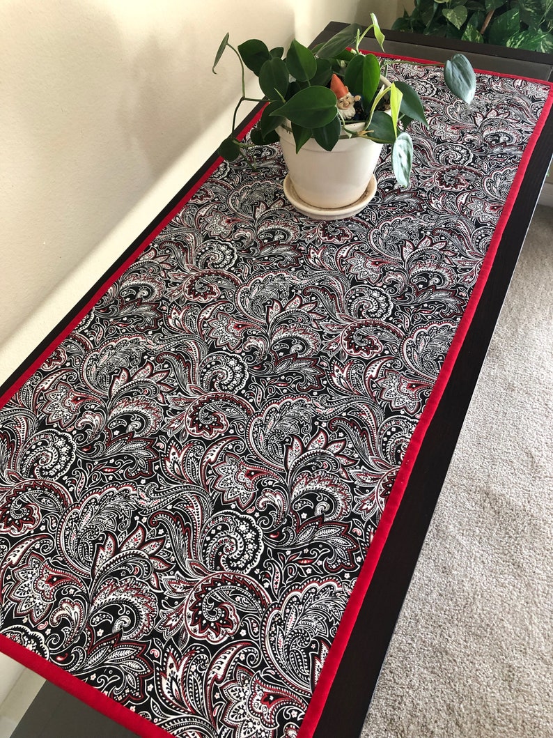 Handmade Quilted Table Runner Black and White Runner Modern Etsy