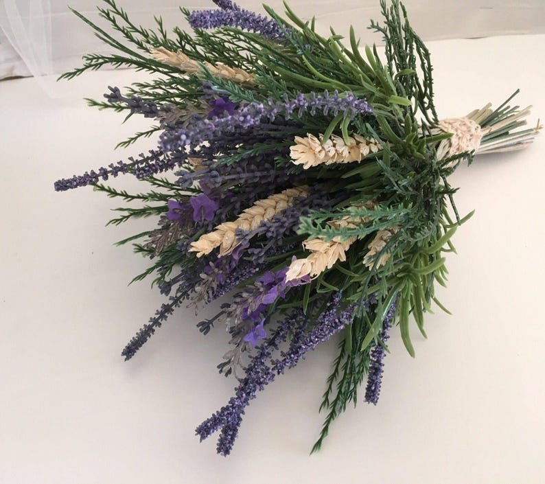 Beautiful Artificial Bridesmaid Bouquet Of Lavender Wedding | Etsy