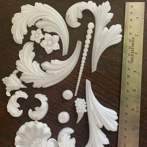 14 resin appliqués for furniture and crafting shabby chic