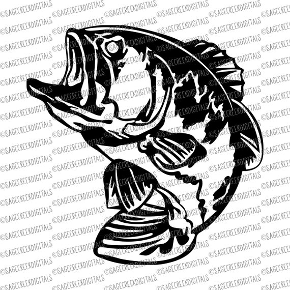 Download Items similar to Bass Fish SVG Cut File, Cuttable Files, Silhouette Cut File, Cricut Cut File on ...