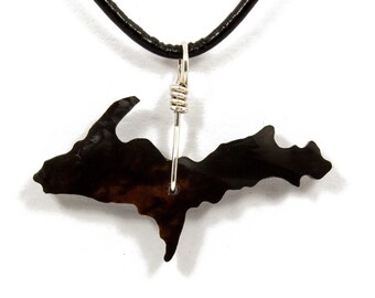 Mahogany Obsidian Michigan Upper Peninsula Polished Stone Necklace Pure Michigan Art Great Lakes Pendant Jewelry Up North Gift for Her B61