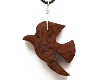 Kona Dolomite Polished Christian Dove Shape Necklace Pure Michigan Great Lakes Upper Peninsula Rock Stone Jewelry Gift for Her Women ET204