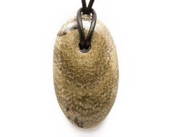 Charlevoix Stone Necklace Polished Charlevoix Stone Jewelry Pendant Michigan Favosite Coral Up North Bohemian Jewelry Gift for Women B98