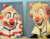 Vintage Paint by Number PBN Clown paintings. Set of two