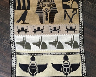King Tut Series Mosaic Overlay Crochet Pattern Egyptian Design Crochet Blanket Instructions