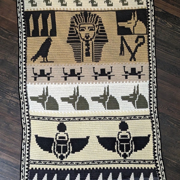 King Tut Series Mosaic Overlay Crochet Pattern Egyptian Design Crochet Blanket Instructions