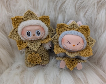 Labubu Sunshine Crochet Outfit Pattern overalls Lion Labooboo clothes doll popmart crochet pattern digital pattern The Monsters Have a Seat