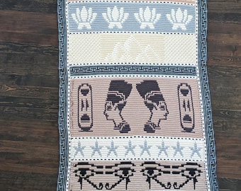 Nefertiti Bust Series Mosaic Overlay Crochet Pattern Egyptian Design Crochet Blanket Instructions