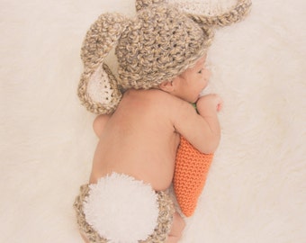 Crochet Bunny Pattern -  Flopsy Bunny Photo Prop Crochet Pattern Infant Newborn Baby Easter Spring