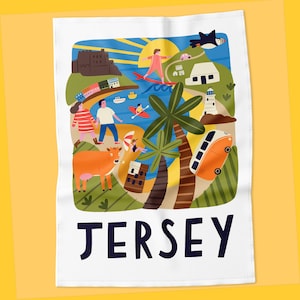 Jersey Print / Illustrated Jersey Poster/ Jersey Wall Art/ Jersey Travel Poster/ Vintage Travel Poster Print/ The Channel Islands Art Print image 1