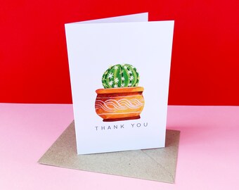 Hand Painted Thank You Cactus Greeting Card | Crazy Plant Lady Card | Cactus Card | A6 Blank Greeting Card