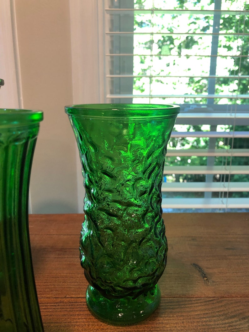 Mismatched Vintage Emerald Green Vases Set of 5 Wedding Etsy