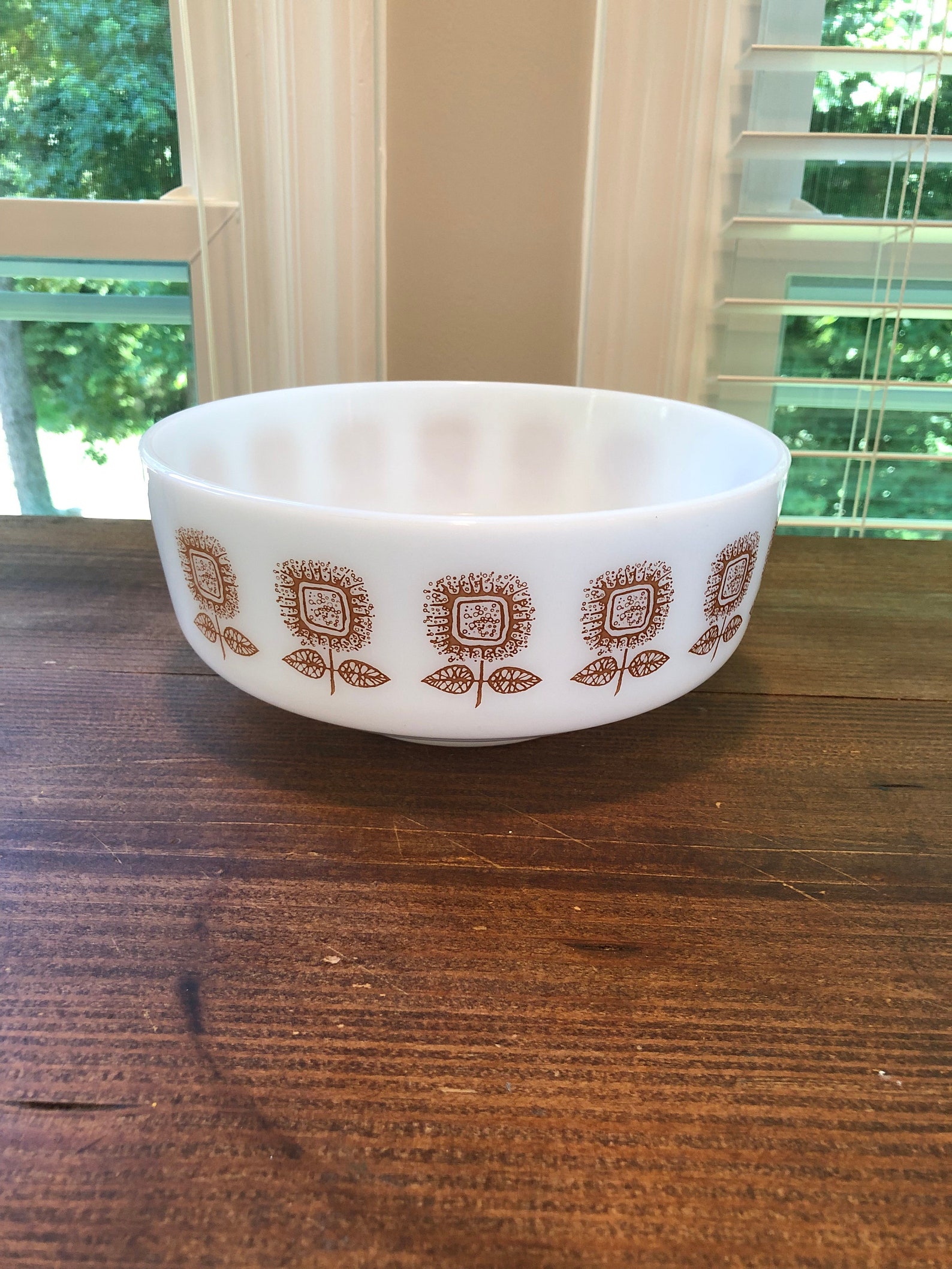 Vintage Federal Glass Milk Glass Sunflower Mixing Bowl Etsy UK
