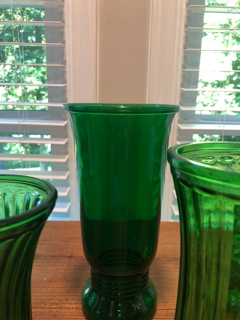Mismatched Vintage Emerald Green Vases Set of 5 Wedding Etsy