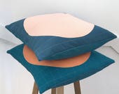 Modern Cushion Cover Denim Blue Quilted Cushion Minimalist Cushion Cover Throw Pillow Housewarming Gift