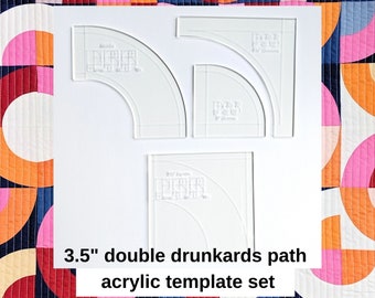 Double Drunkards Path Template Set for Quilting -Custom Sonia Wallhanging 3.5" DDP Acrylic Template Set