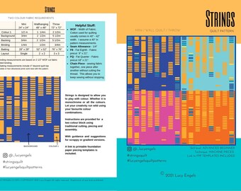 Strings Paper Quilt Pattern - Modern Quilt Pattern - Advanced Beginner Quilt Pattern