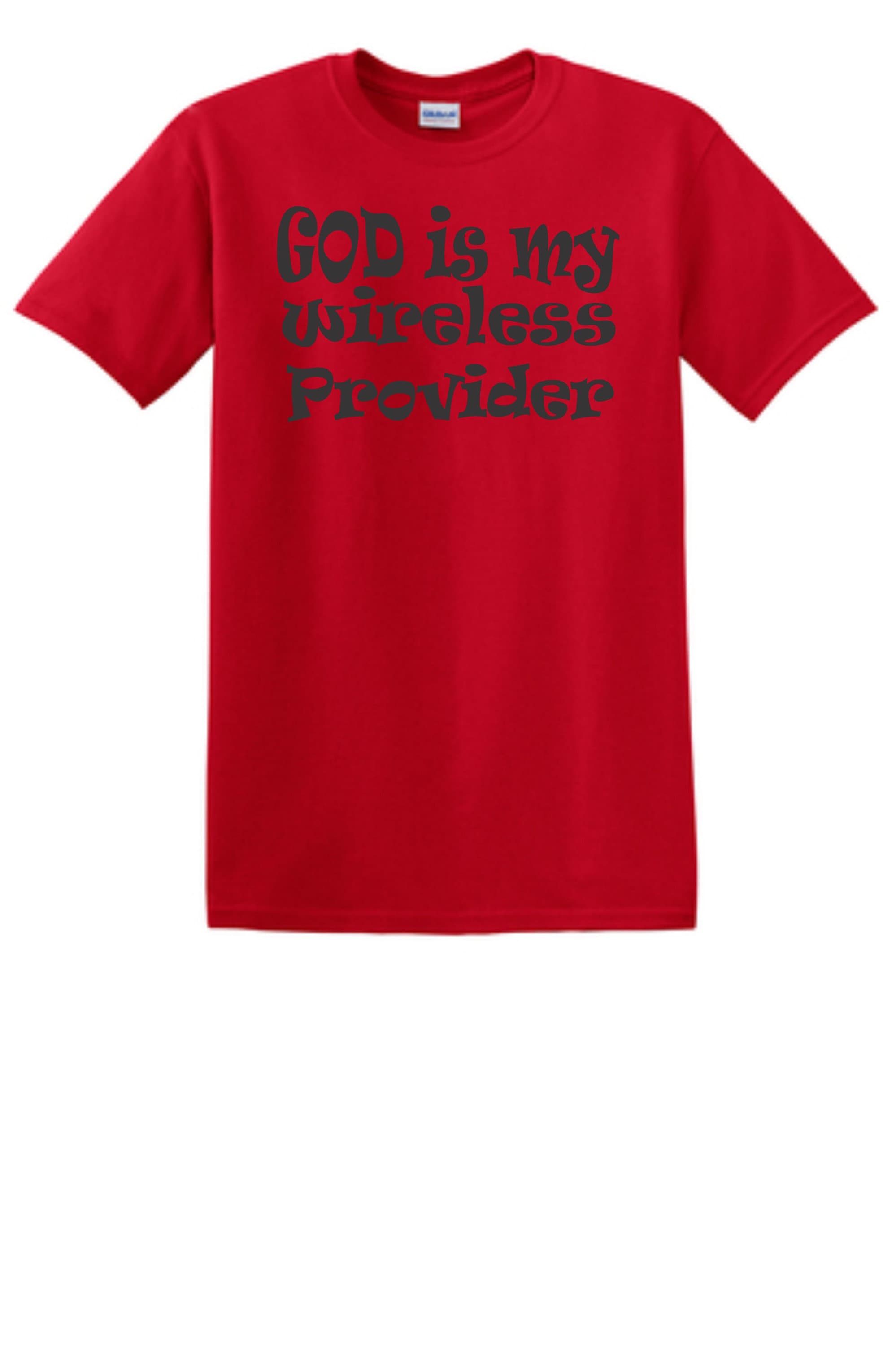 red shirt with gold letters