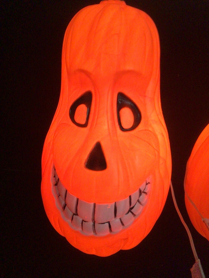 Vintage Halloween Funny Face Jack O' Lantern Pumpkin Light up Blow Mold ...