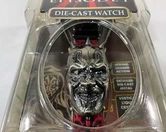 Vintage Original 1999 Star Wars Darth Maul Die-Cast Wrist Watch. Sealed NOS