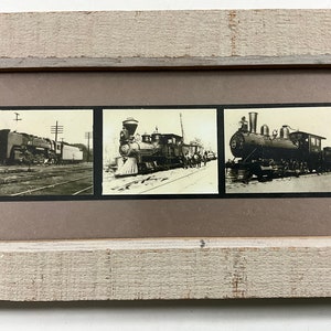 Vintage Framed Steam Engine Train Photos.