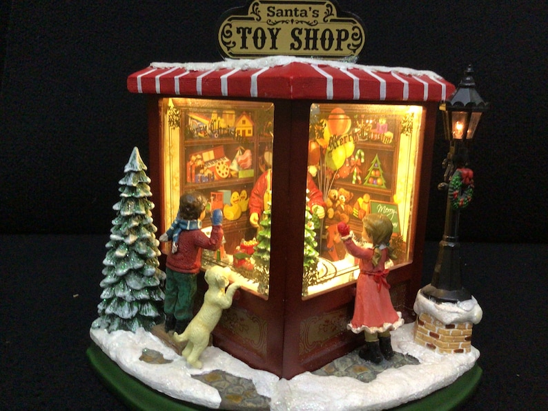 Christmas Santa's Toy Shop Animated Light Up Music Box. image 1