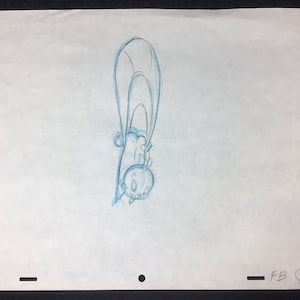 Vintage Original Production Sketch Warner Bros Cartoon Animation Art Baby Herman With COA.