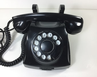 Vintage 1930's-40's Swedish Telgraf Verket Black Office Home Rotary Home Telephone
