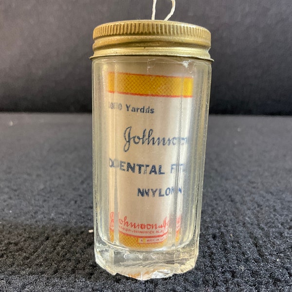 Vintage Glass Bottle Metal Cap Apothecary Medical Cabinet Display Dental Floss