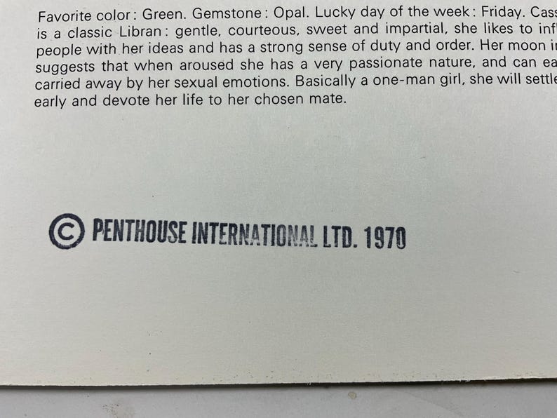 Vintage 1970 Penthouse Pet Pin-up Poster Miss Cassandra Harrington 17 X