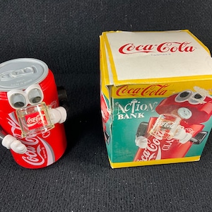 Vintage 1992 Coke Coca-Cola Can With Mug Action Bank And Original Box