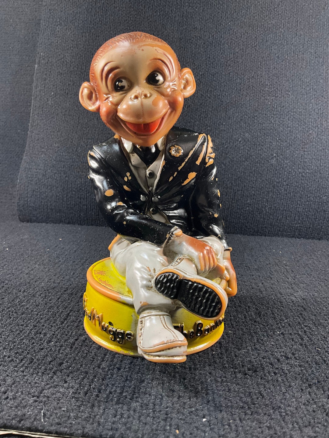 Vintage 1950's J. Fred Muggs Monkey Rubber Bank A Stern Toy