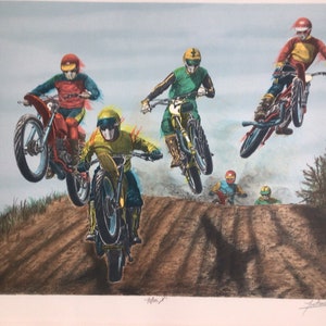 Limited Signed & Numbered Moto X Motocross Poster Print by Glen Banse Fortune. 20&quot; x 26&quot;