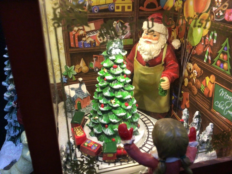 Christmas Santa's Toy Shop Animated Light Up Music Box. image 3