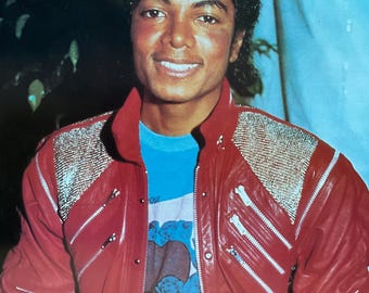 Vintage 1984 Michael Jackson Red Beat it Jacket Poster 35 x 24 1/2