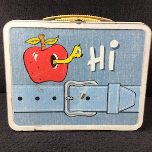 Vintage Metal My Lunch Lunchbox Apple with Worm Ohio Art.