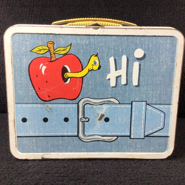 Vintage Metal My Lunch Lunchbox Apple with Worm Ohio Art.