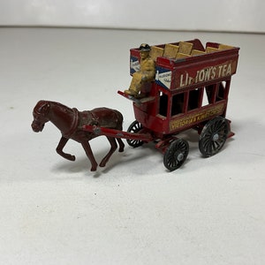 Vintage Lipton's Tea Die Cast Pferd und Wagen Spielzeug Lesney