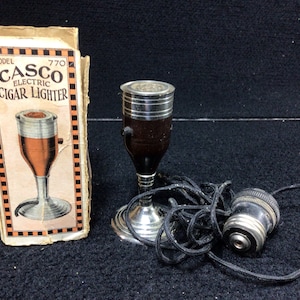 Vintage Casco Electric Cigar Lighter 1920's-30's with Box. Tobacciana Collectible.
