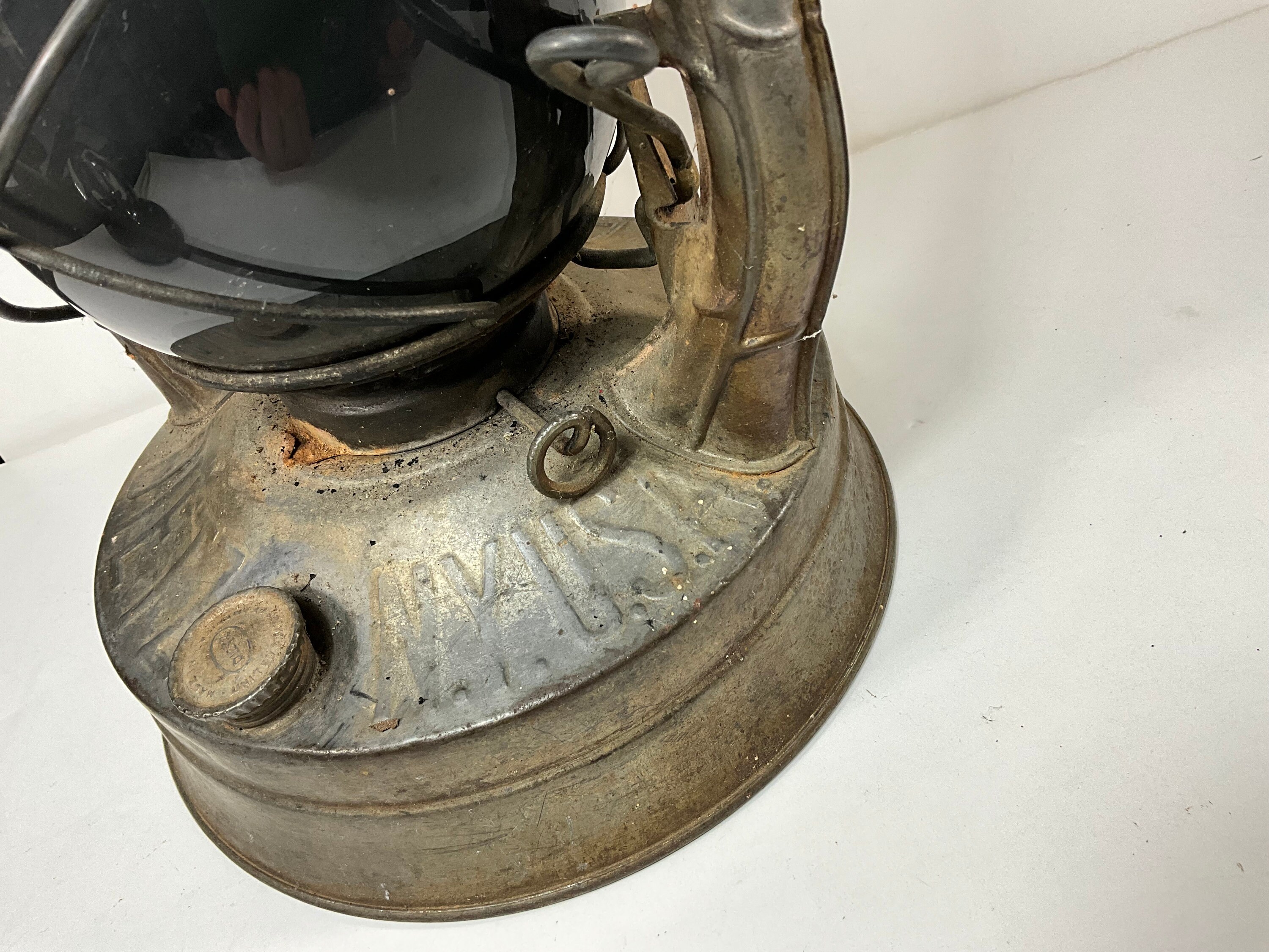 Lampe Lanterne à Kérosène Vintage Dietz Lite N°2 En Fer, Avec Globe Original, États-Unis, D'occasion