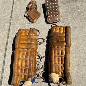 Awesome Vintage Koho and Cooper Leather Hockey Goalie Gear Pads