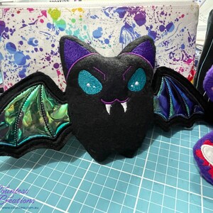 Plushie Vampire Bat, Gothic decor, spooky cute, creepy, gift for, stuffed animal, stuffie image 2