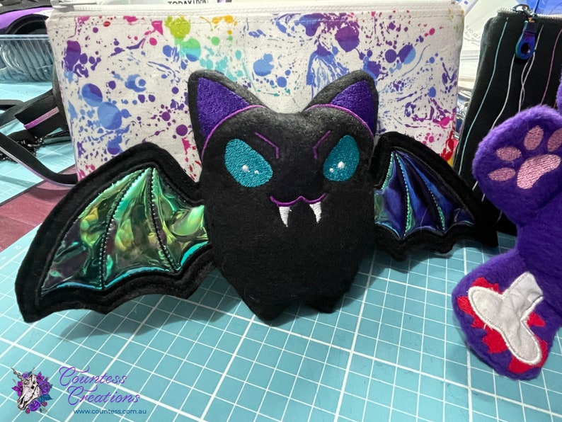 Plushie Vampire Bat, Gothic decor, spooky cute, creepy, gift for, stuffed animal, stuffie image 2